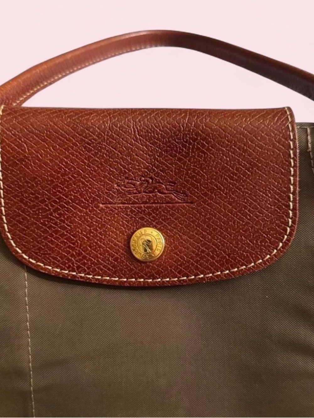 Classic Brown Leather-Trim Tote Bag